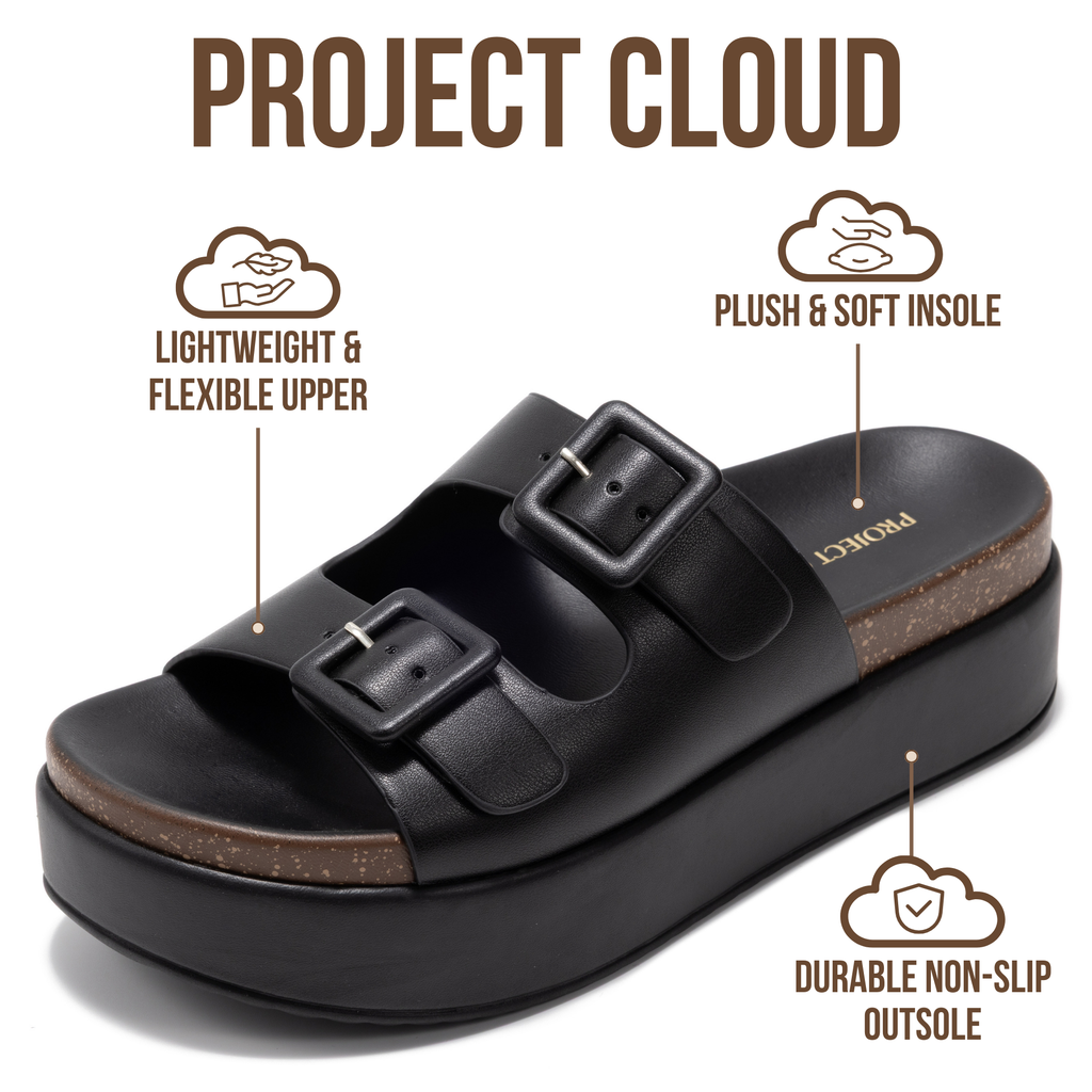 Women's | Wedge Platform Sandals | Eco-Leather Upper | Memory Foam | Non-Slip - Softy