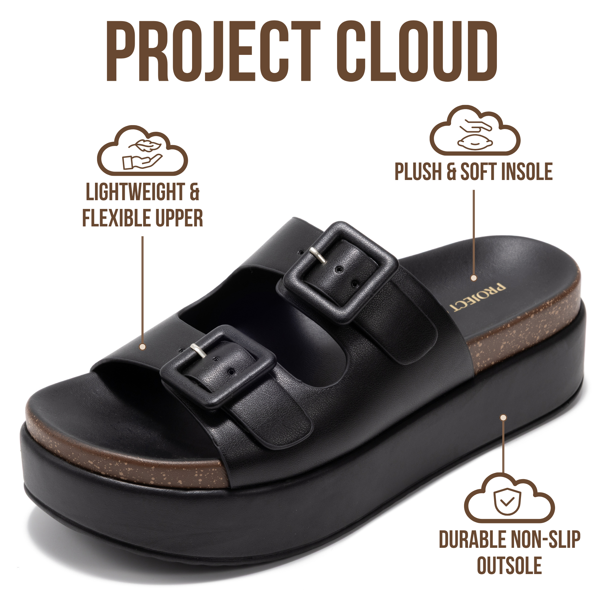 Women's | Wedge Platform Sandals | Eco-Leather Upper | Memory Foam | Non-Slip - Softy