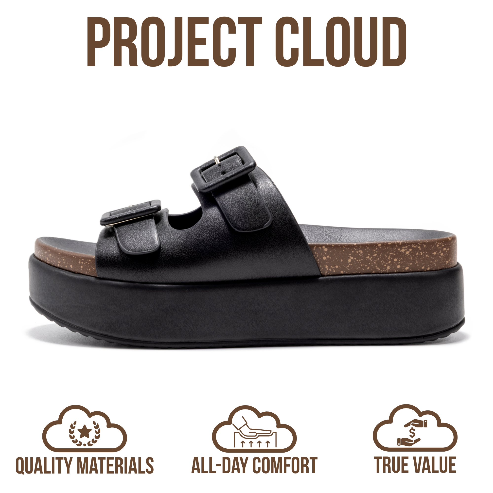 Women's | Wedge Platform Sandals | Eco-Leather Upper | Memory Foam | Non-Slip - Softy