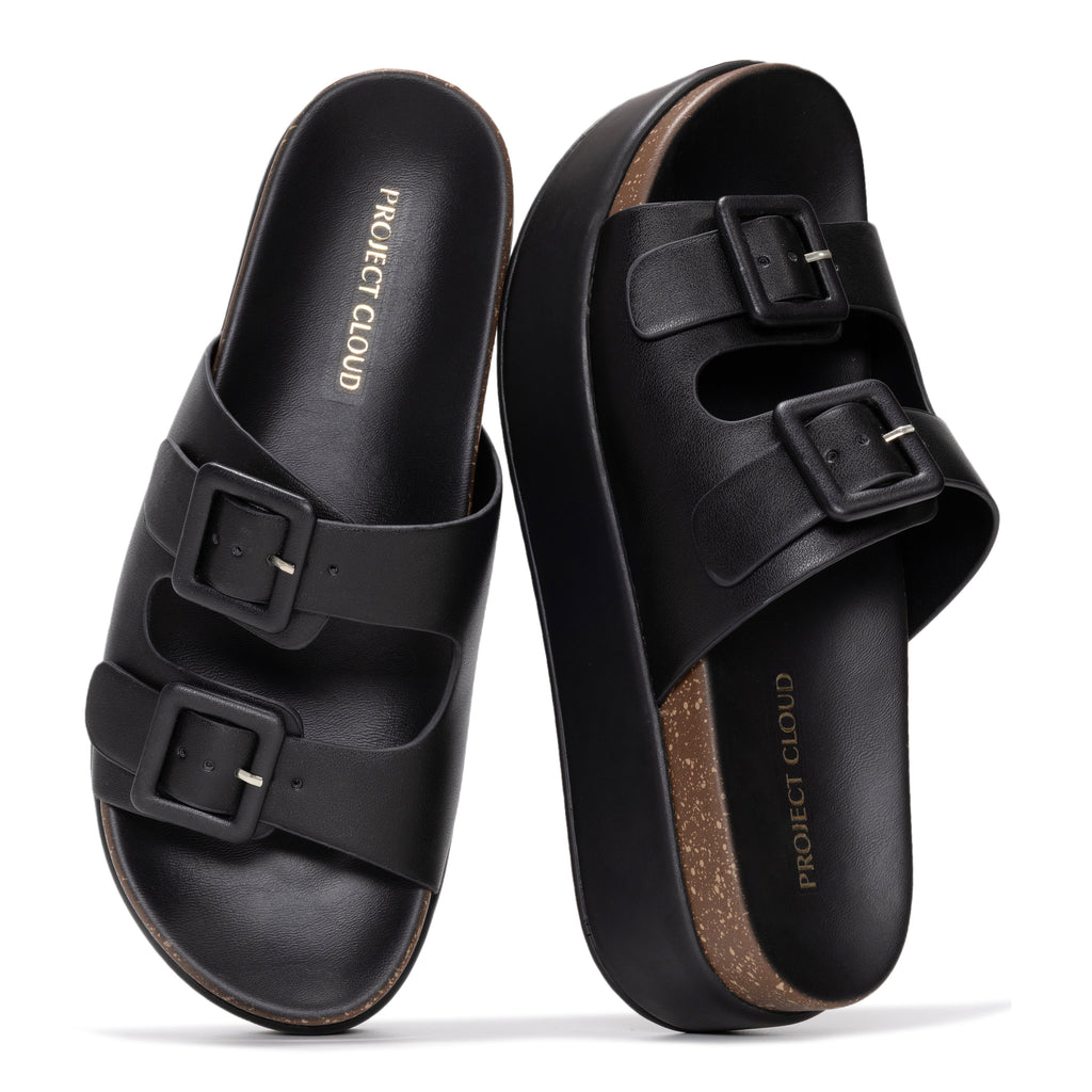 Women's | Wedge Platform Sandals | Eco-Leather Upper | Memory Foam | Non-Slip - Softy