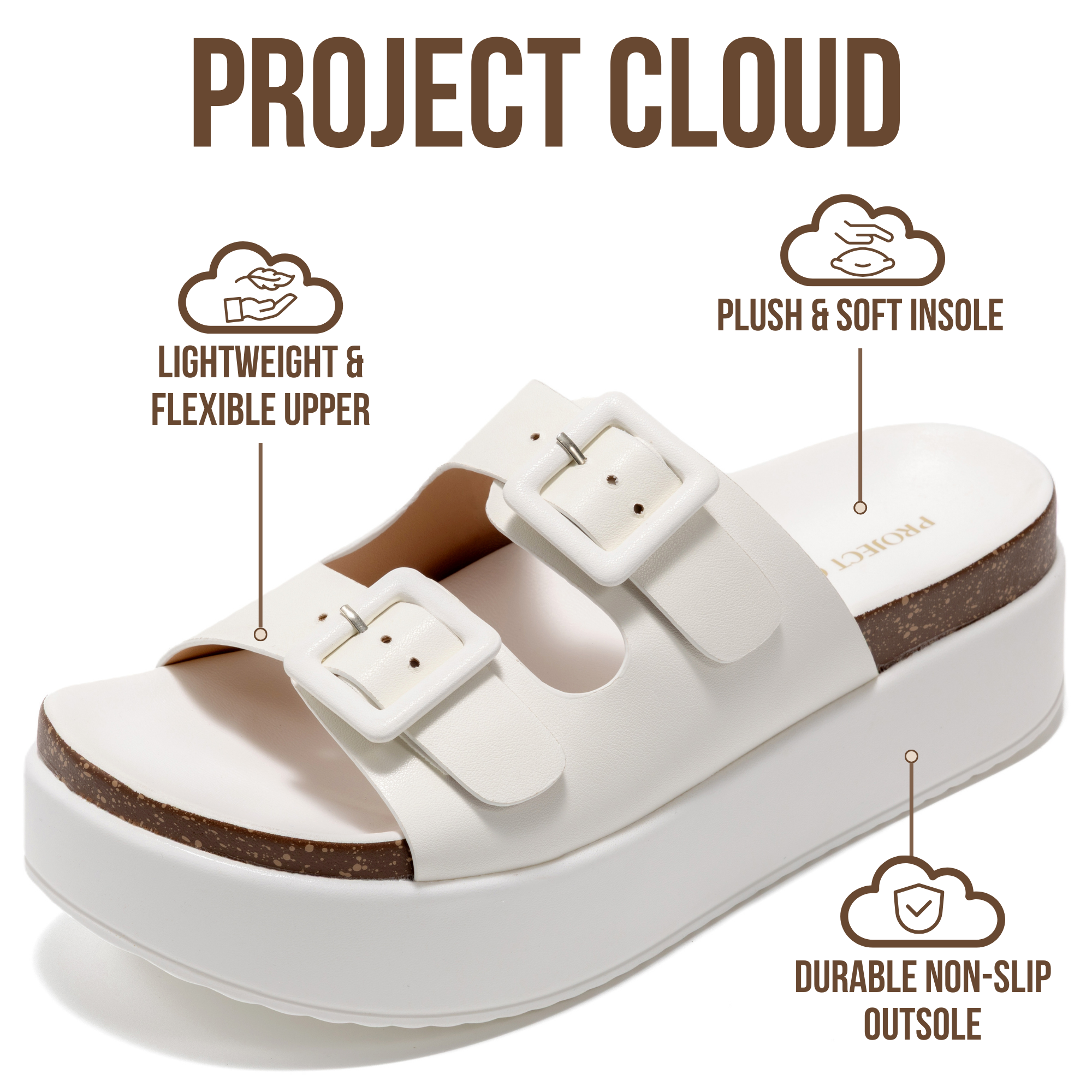 Women's | Wedge Platform Sandals | Eco-Leather Upper | Memory Foam | Non-Slip - Softy