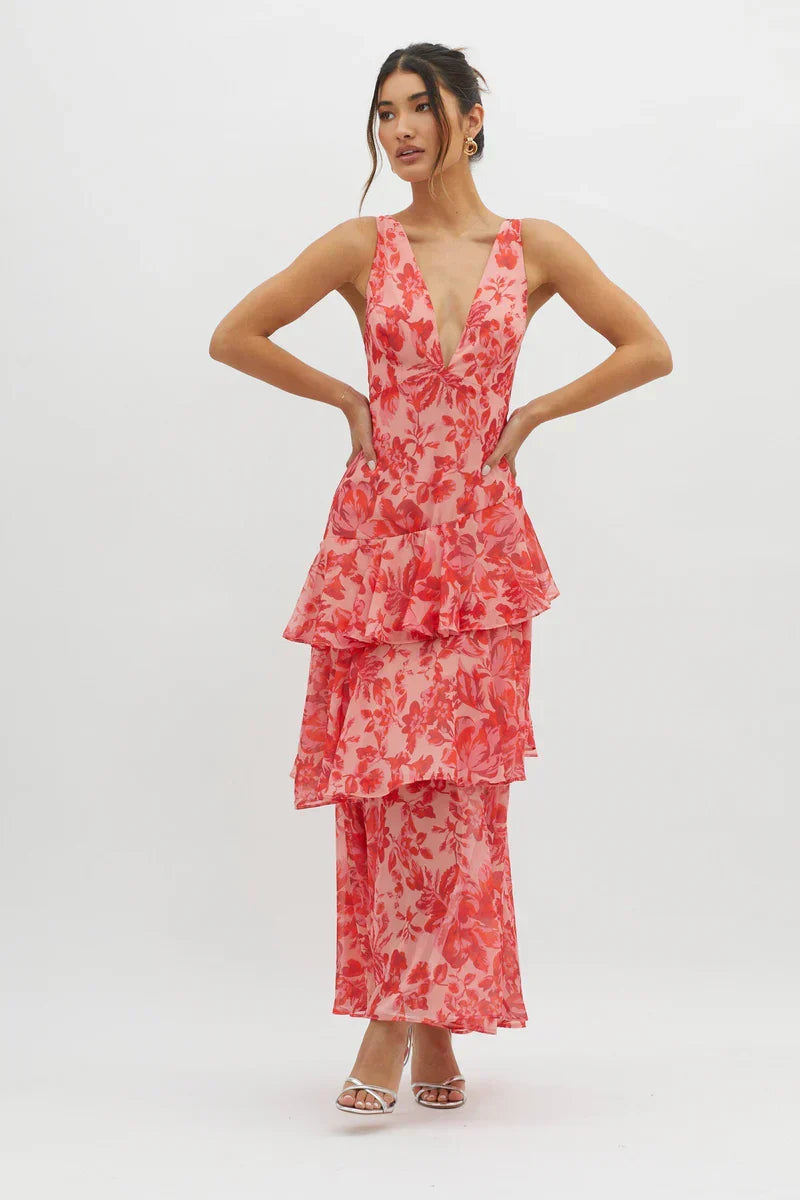 LISA | Elegant Floral Midi Dress