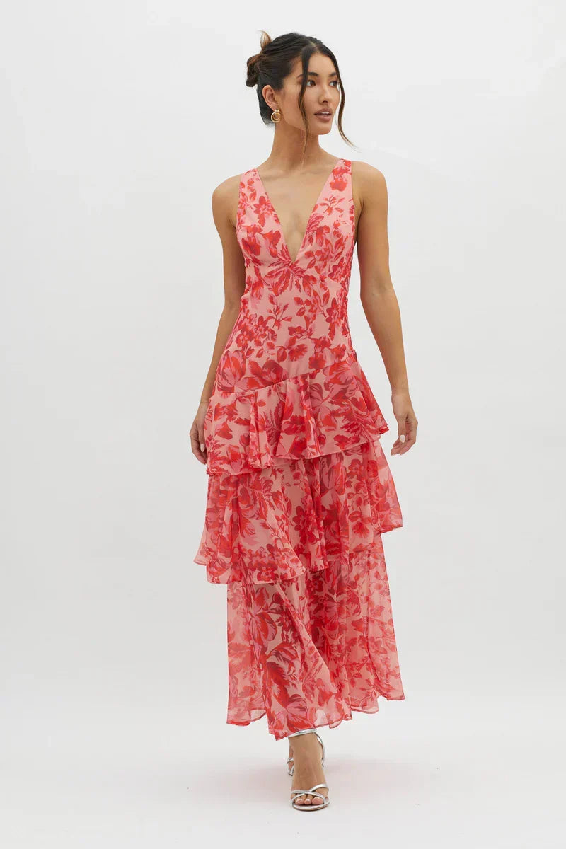LISA | Elegant Floral Midi Dress