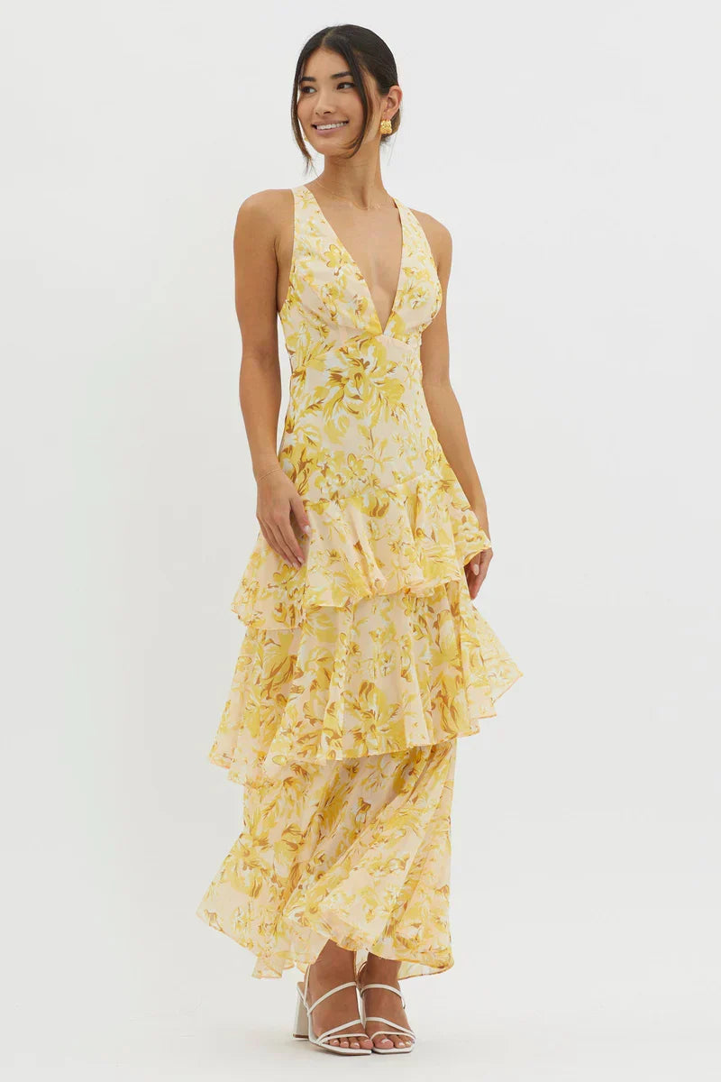 LISA | Elegant Floral Midi Dress