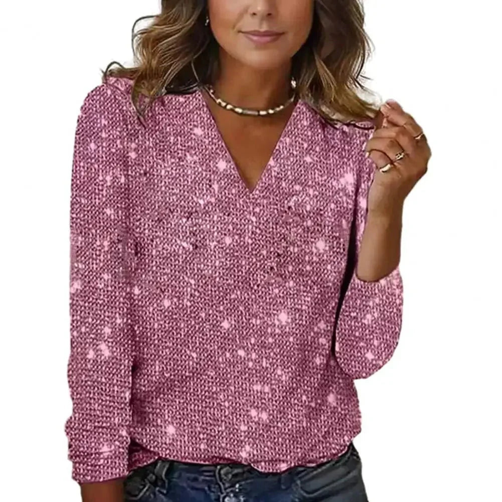 Emma | Sequin V-Neck Blouse