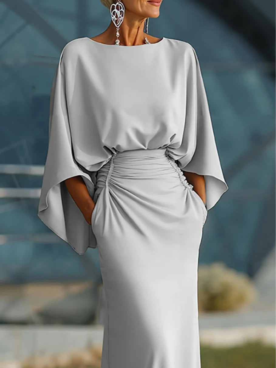 Elegant V-Neck Backless Batwing-Sleeve Dress
