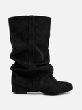 Emilia Slouchy Suede Boots - Black