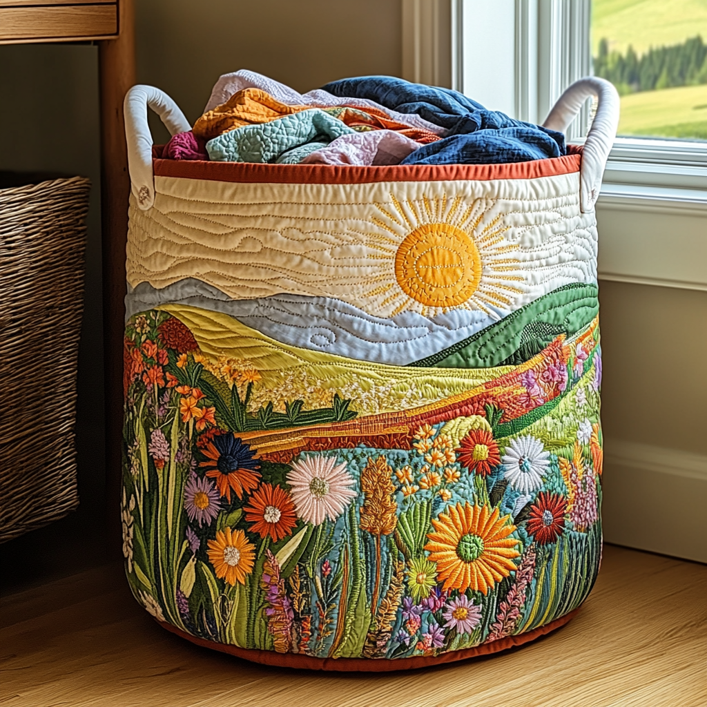 Spring Meadow | Handcrafted Laundry Basket