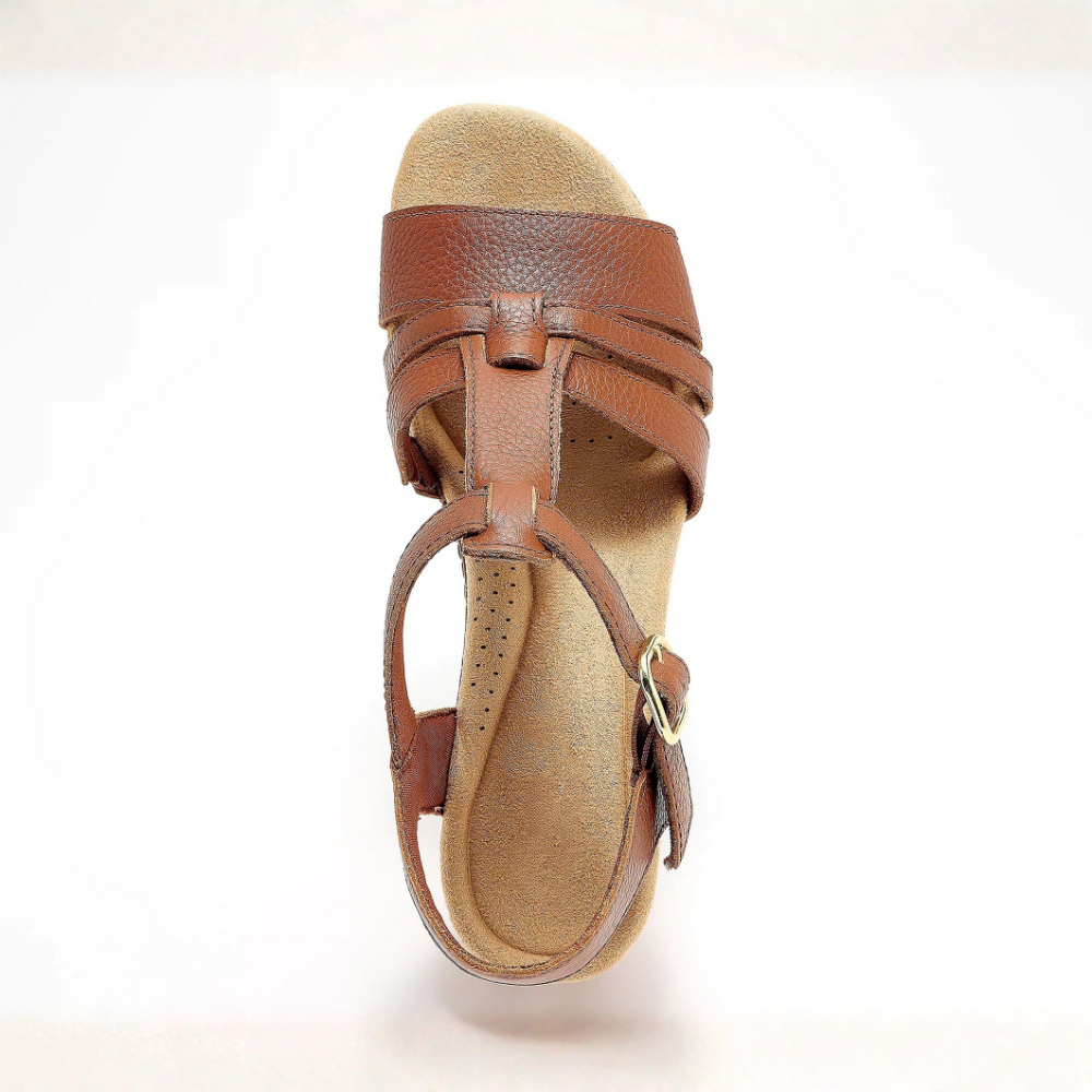 Olivia Leather T-Strap Heeled Sandals – Walk Taller in Pure All Day Comfort