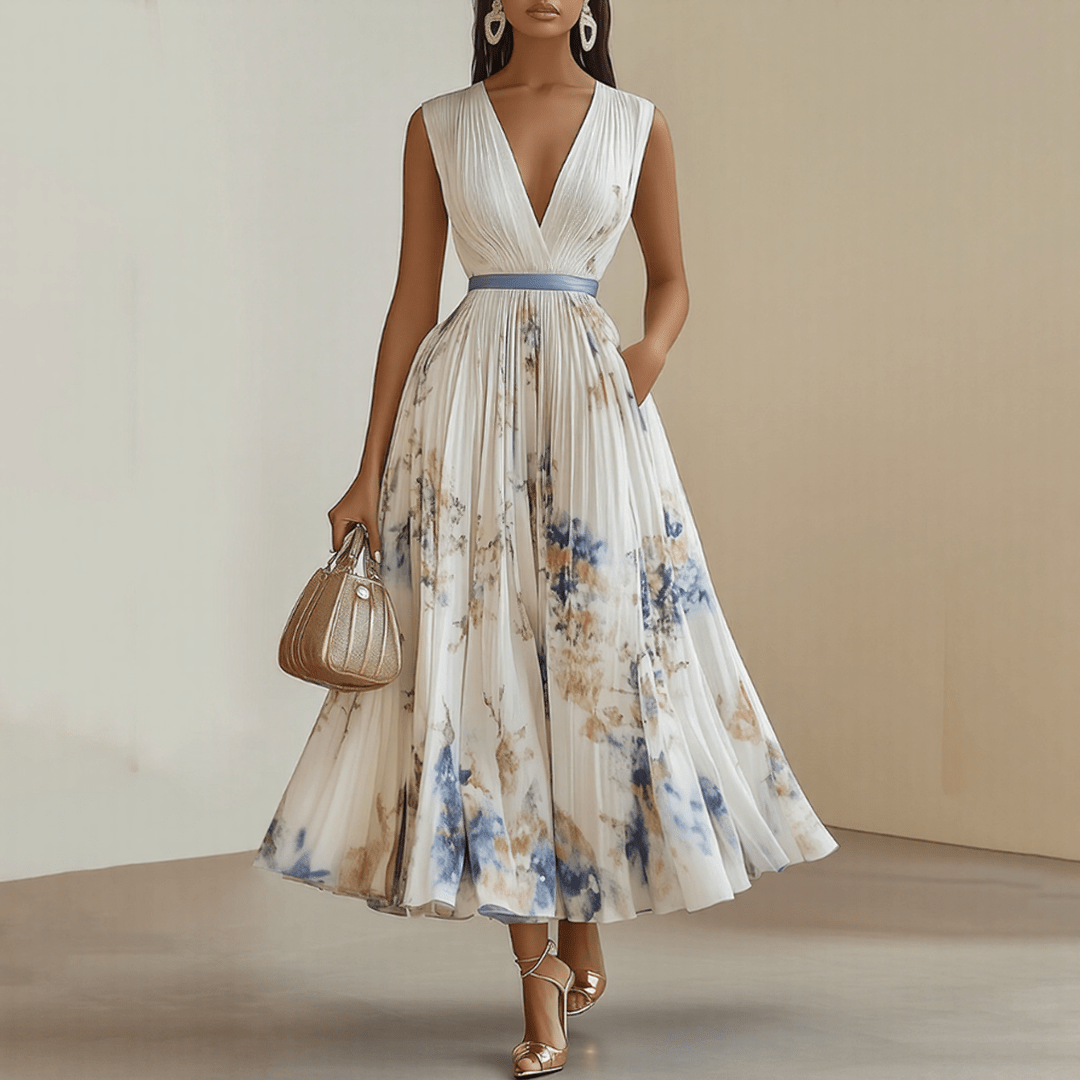 ELARA | DRESS WITH SOFT V - NECK - Rossis Family Boutique Miami