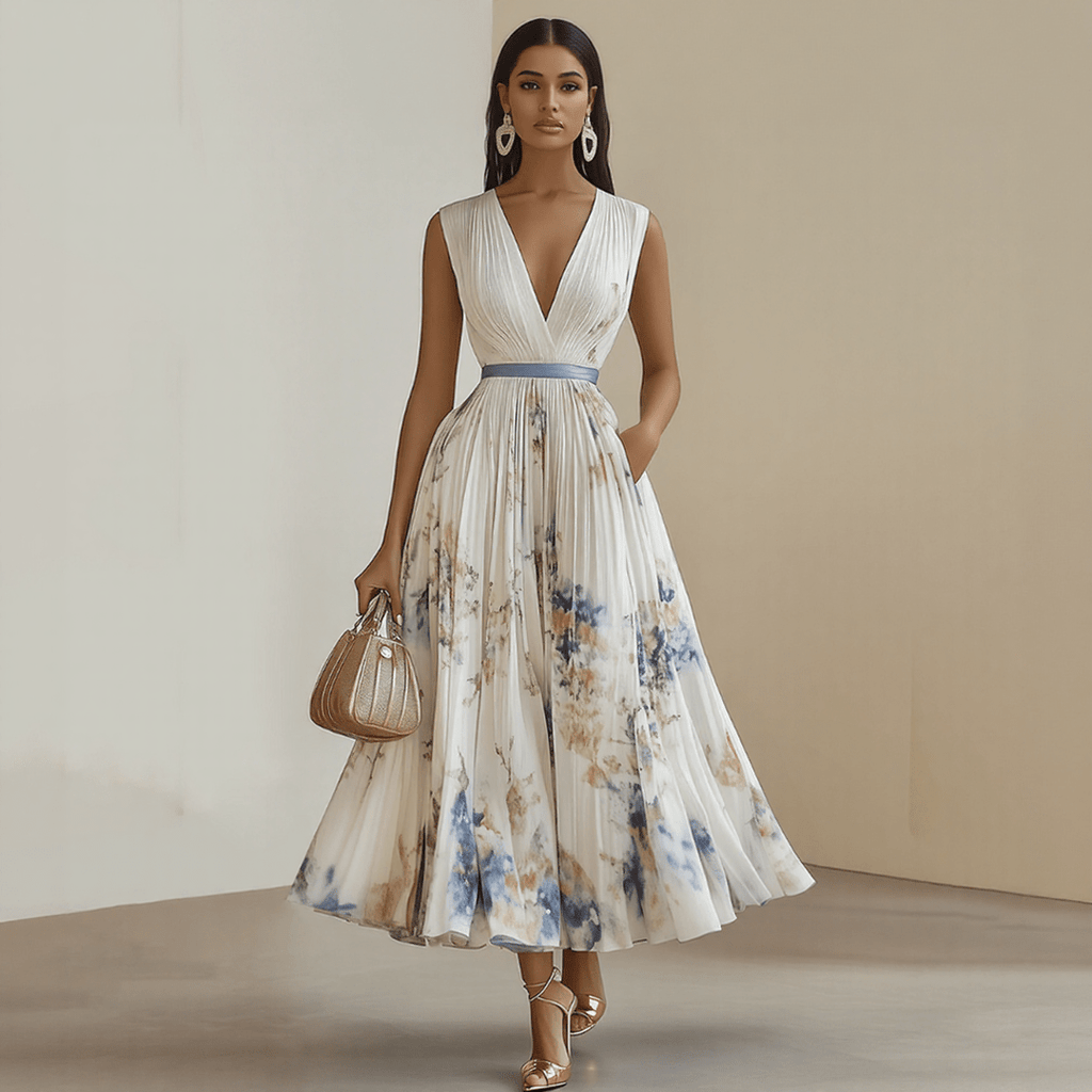 ELARA | DRESS WITH SOFT V - NECK - Rossis Family Boutique Miami