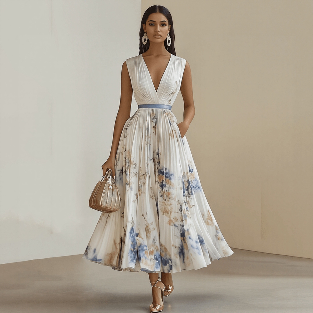 ELARA | DRESS WITH SOFT V - NECK - Rossis Family Boutique Miami