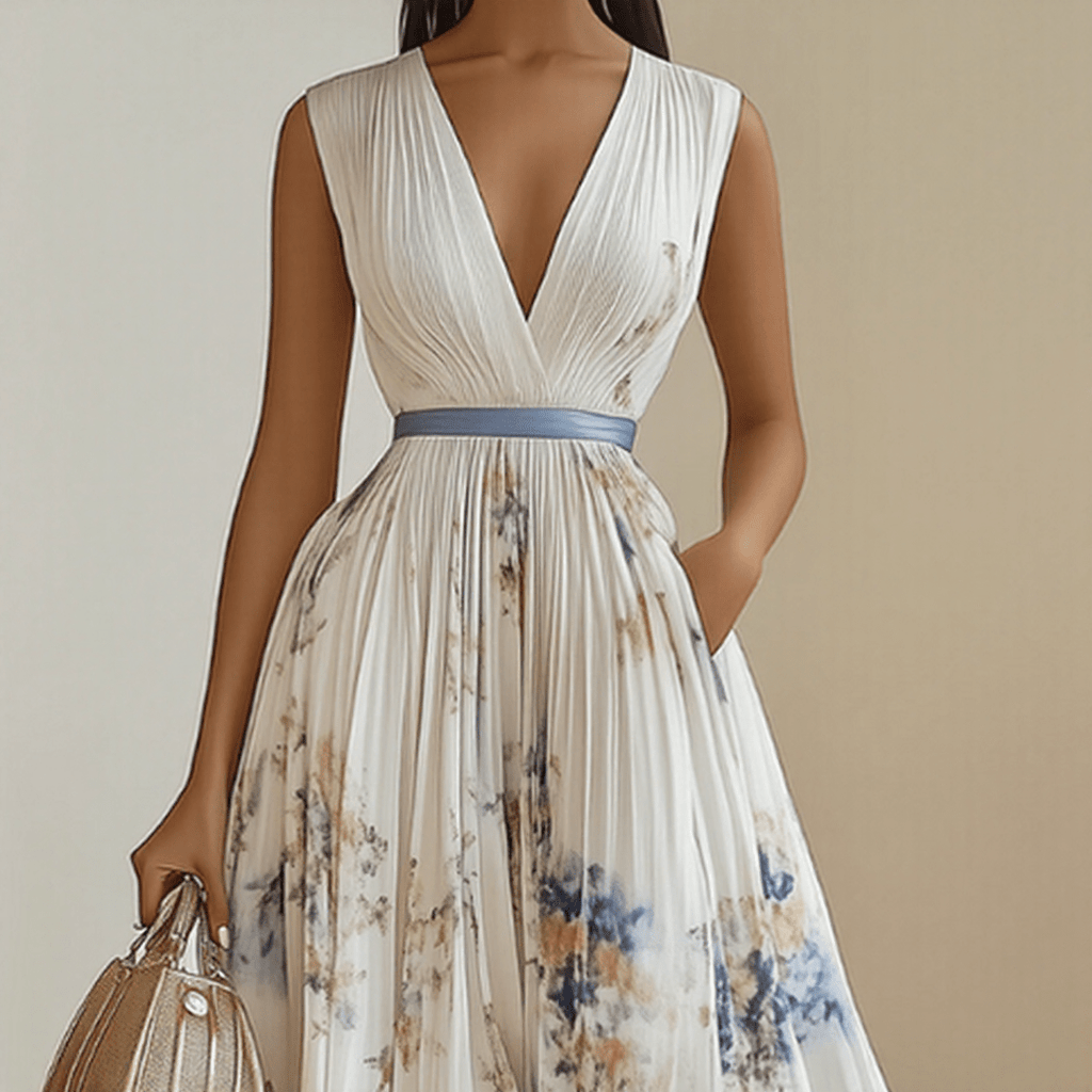 ELARA | DRESS WITH SOFT V - NECK - Rossis Family Boutique Miami