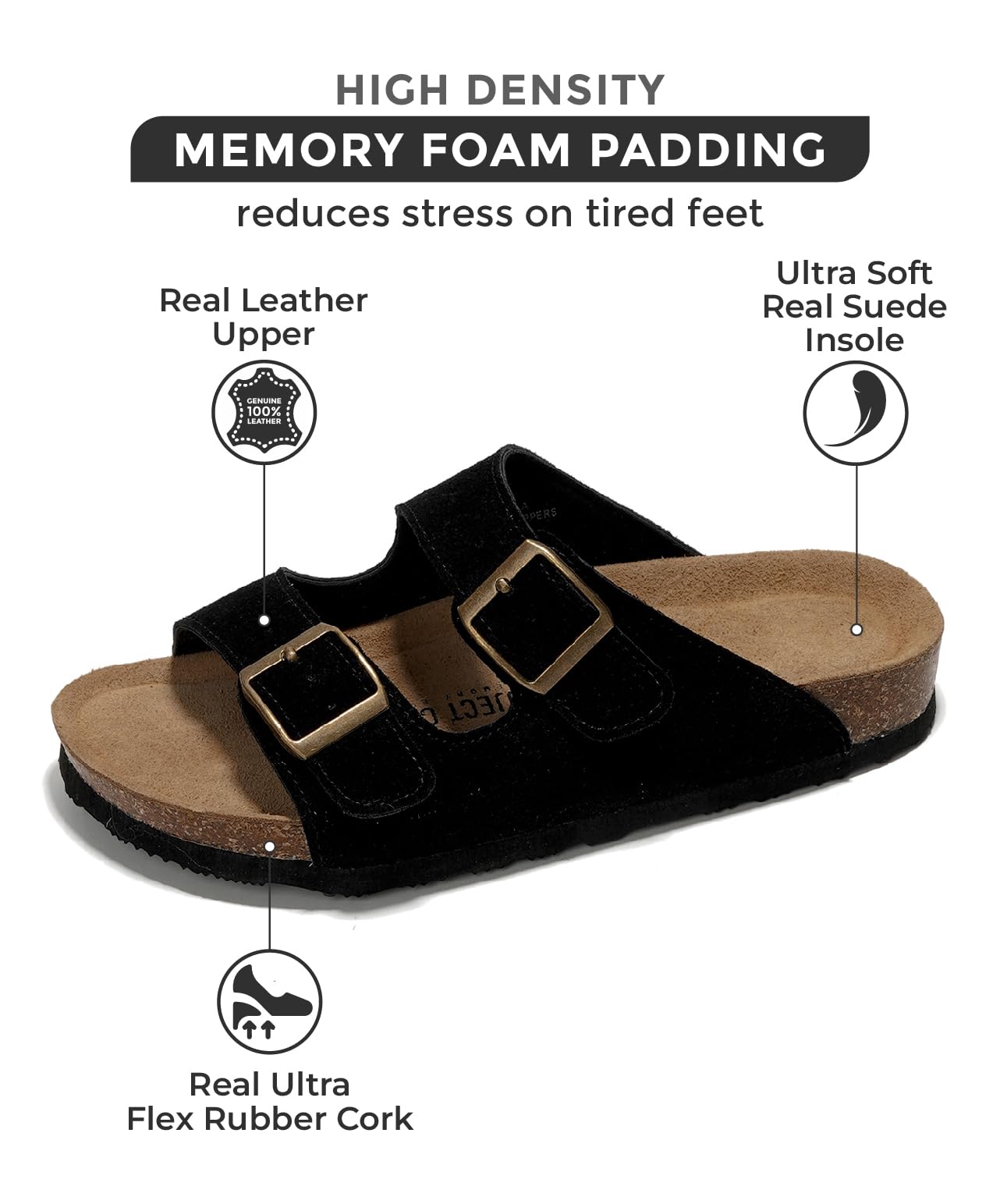 Women's | 100% Genuine Leather Womens Sandals | Memory Foam | Lightweight | Non-Slip - Venita