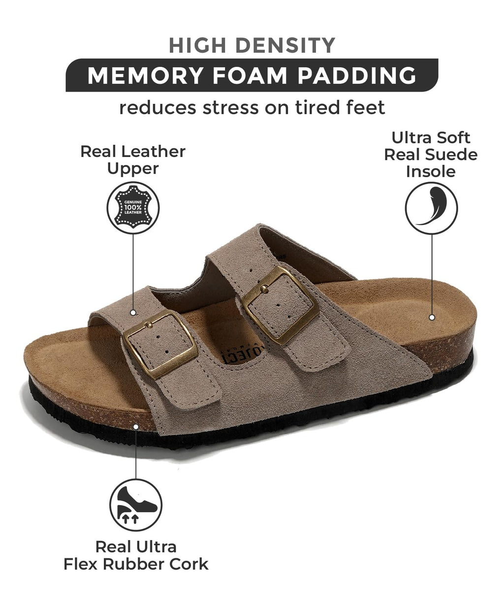 Women's | 100% Genuine Leather Womens Sandals | Memory Foam | Lightweight | Non-Slip - Venita