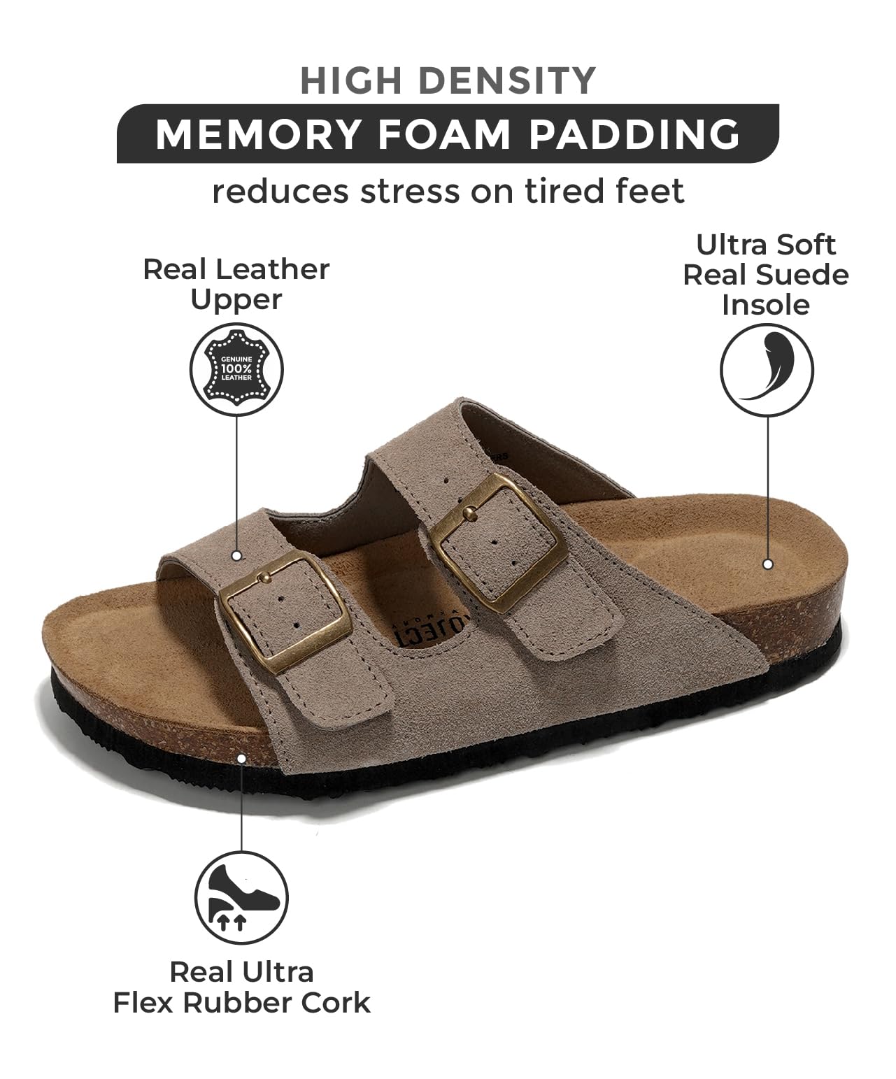 Women's | 100% Genuine Leather Womens Sandals | Memory Foam | Lightweight | Non-Slip - Venita