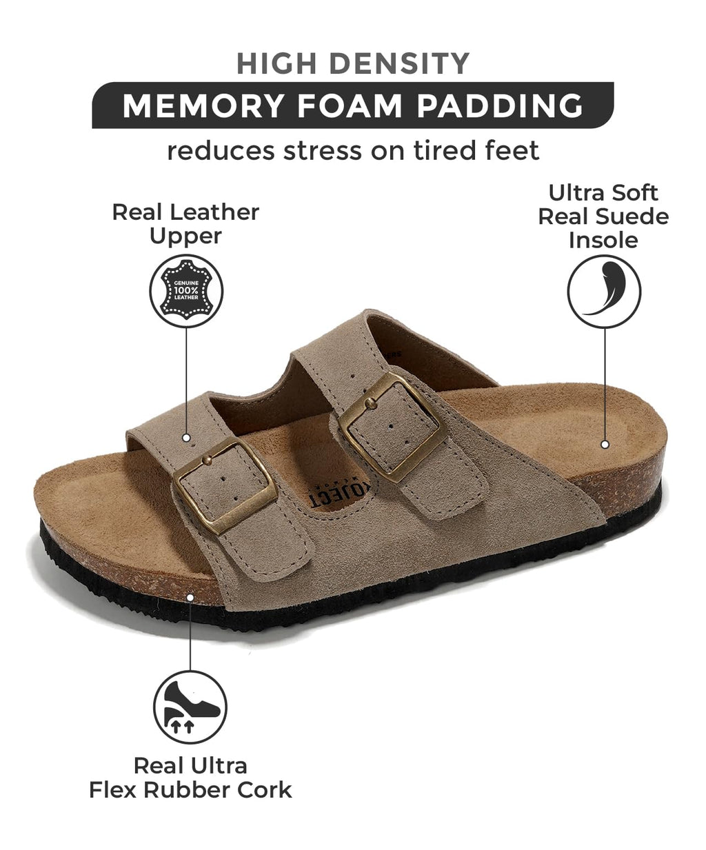 Women's | 100% Genuine Leather Womens Sandals | Memory Foam | Lightweight | Non-Slip - Venita