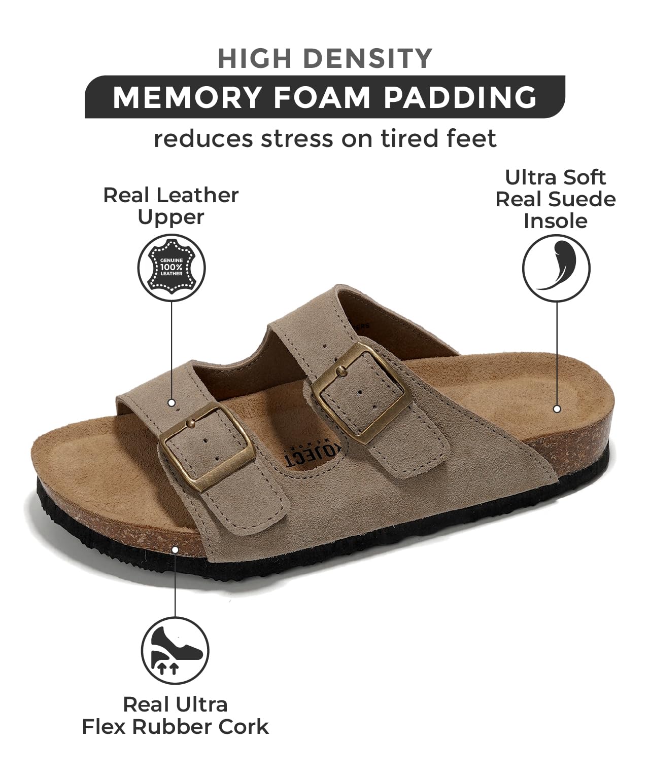 Women's | 100% Genuine Leather Womens Sandals | Memory Foam | Lightweight | Non-Slip - Venita