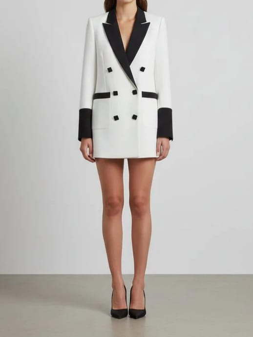 Madame Women's Double - Breasted Blazer - Button, Elegant - Luxe Atire