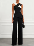 Elegant Black American Crossover Sleeveless Jumpsuit