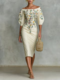 Women's floral print midi dress with slit