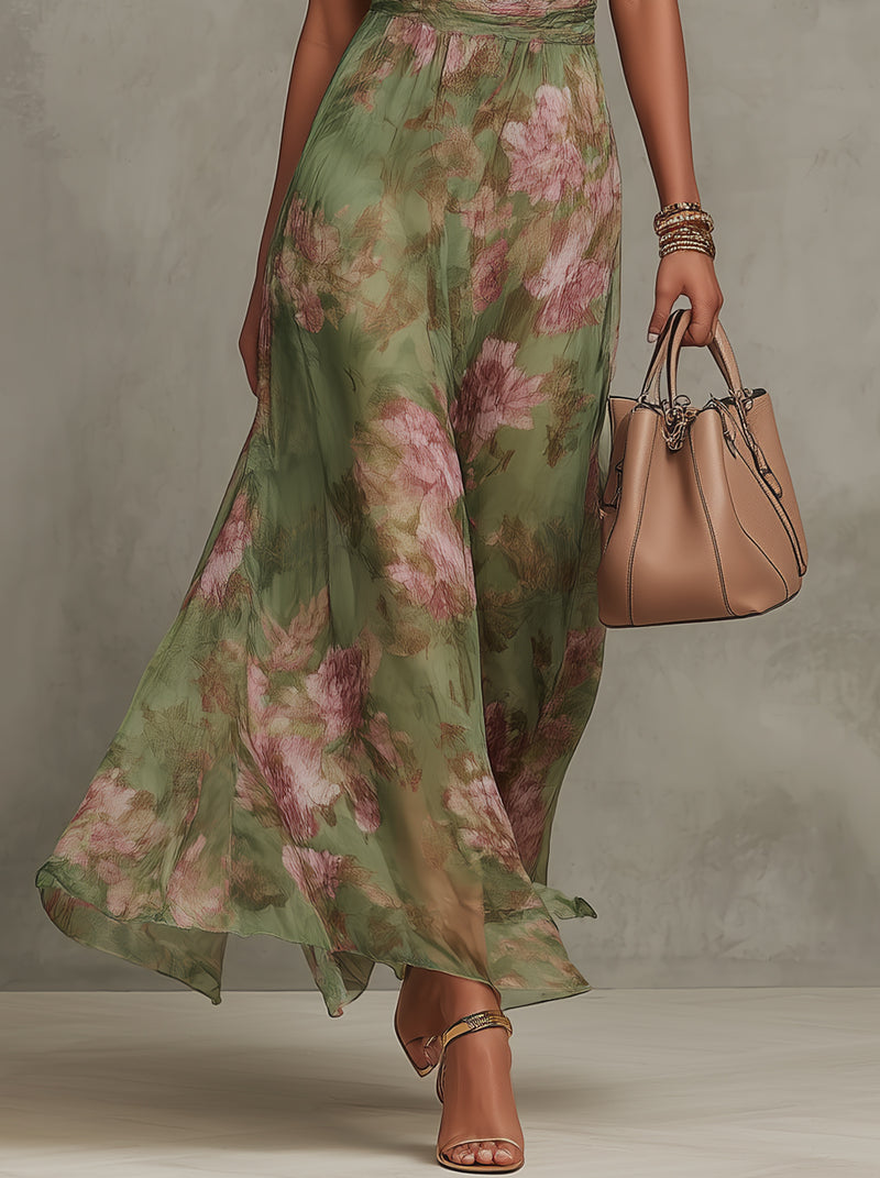 Serena — Floral Chiffon Halterneck Maxi Dress