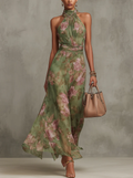 Serena — Floral Chiffon Halterneck Maxi Dress