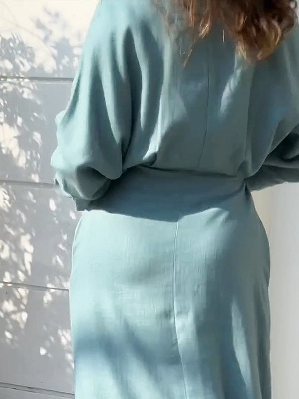 Elegant Long-Sleeve Simple Shirt Dress