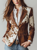 Brown Retro Cow Print Jacket
