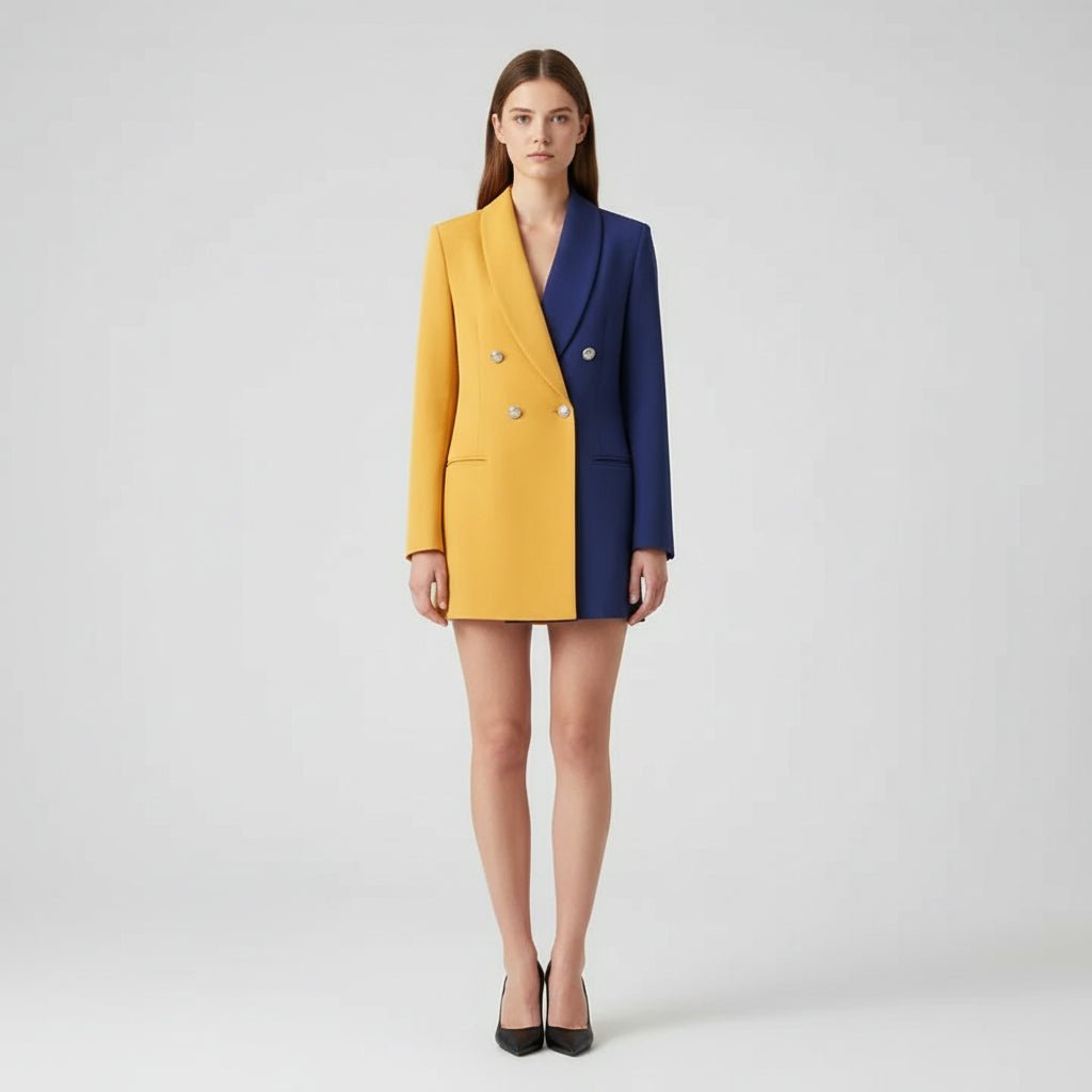 The Francesca Color Splice Long Sleeve Blazer - Luxe Atire