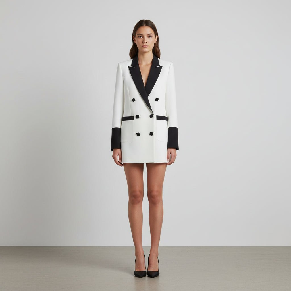 Madame Women's Double - Breasted Blazer - Button, Elegant - Luxe Atire
