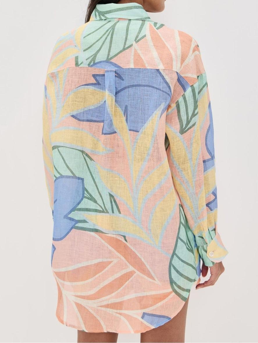Boyfriend-Style Tropical Leaf Printed Short Set