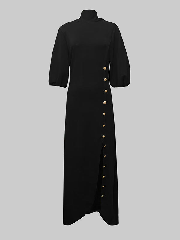 Elegant Maxi Dress with Side Buttons