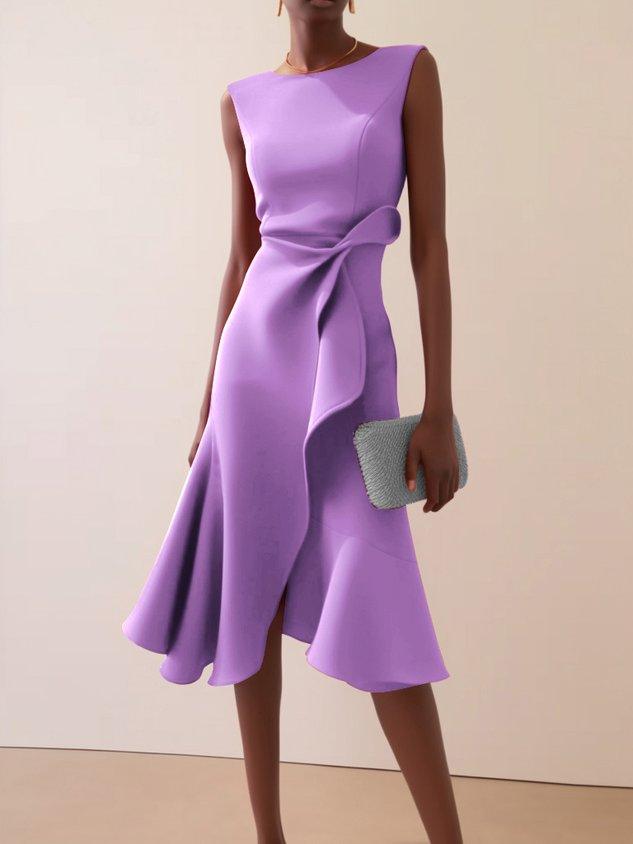 Elegant Sleeveless Midi Dress with Ruched Waist Twist – Day to Night