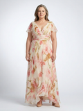 Elara | Abito Maxy Floreale con Maniche Corte a V
