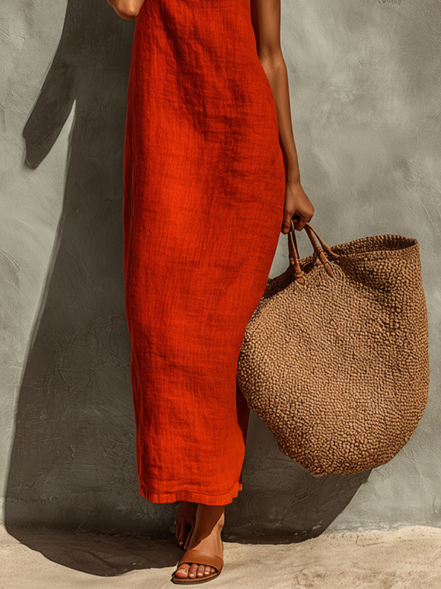 Women's Dress With Spaghetti Straps & Square Neck