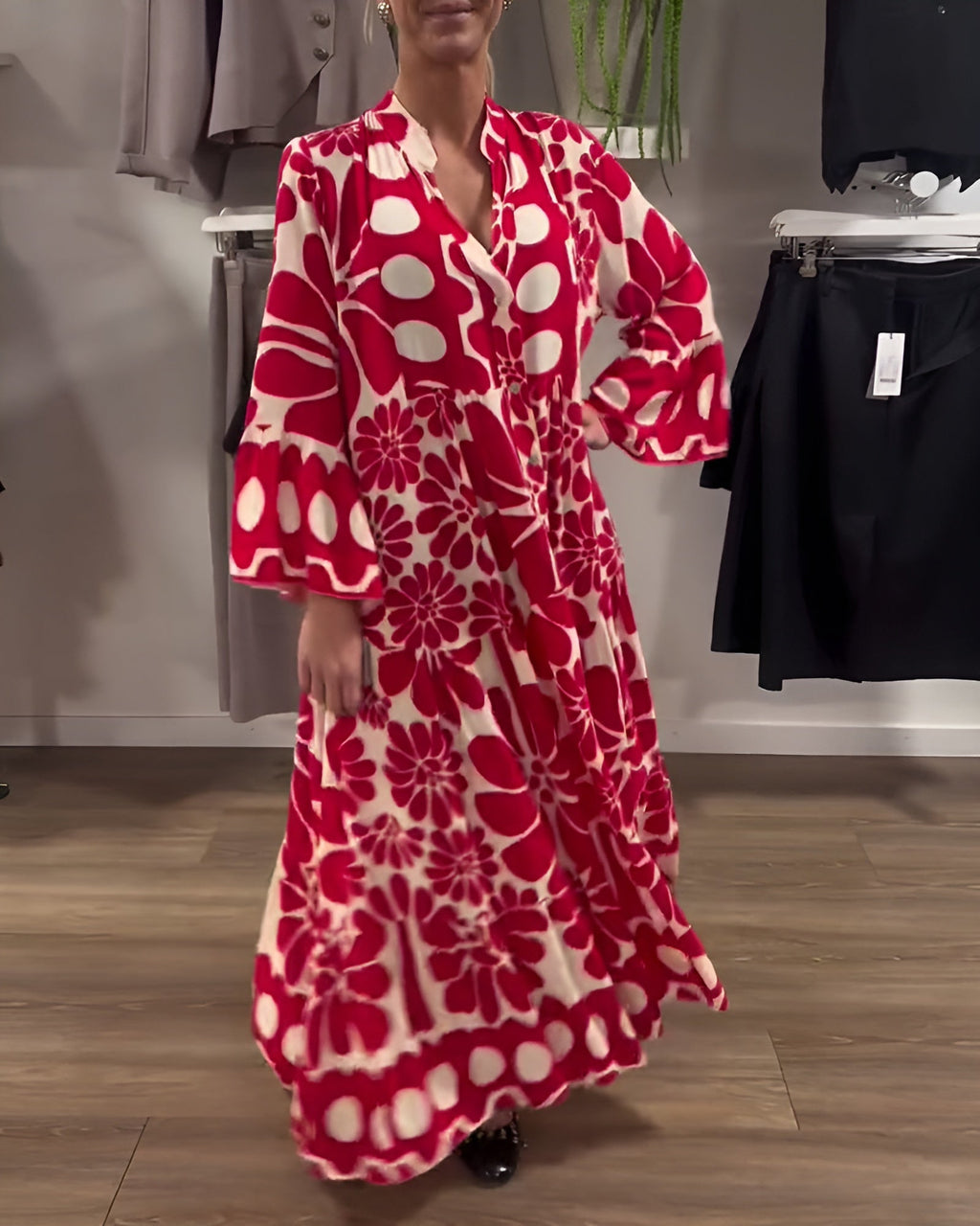 MARIELLE | ELEGANT MAXI DRESS WITH PRINT - Rossis Family Boutique Miami