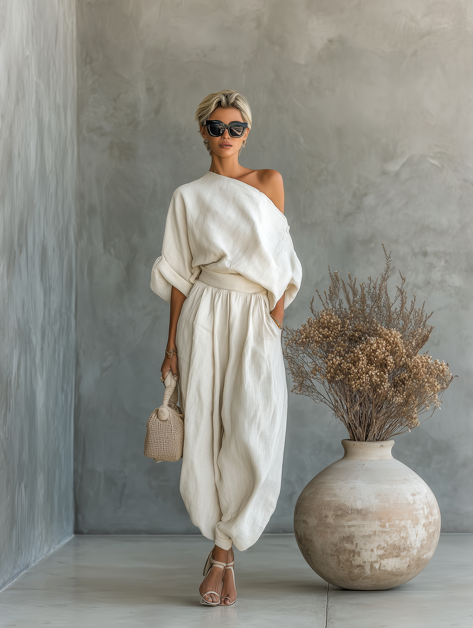 Lisa | Cold Shoulder Top and Tapered Pants Set