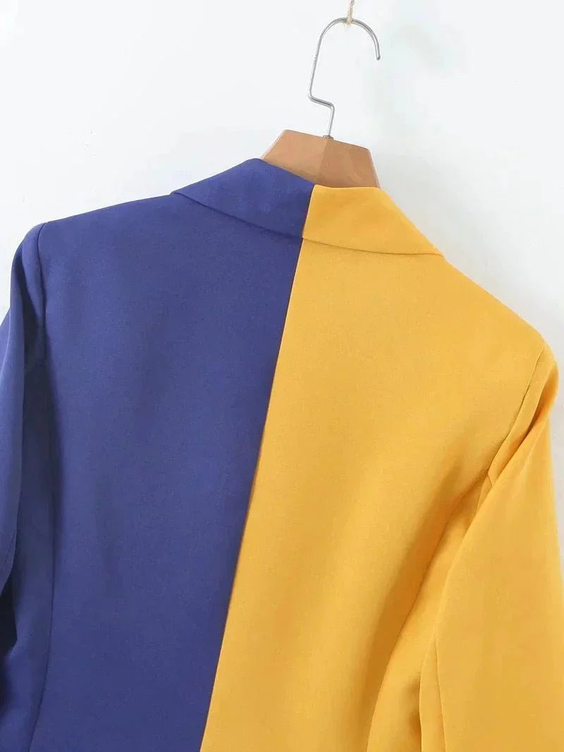 The Francesca Color Splice Long Sleeve Blazer - Luxe Atire