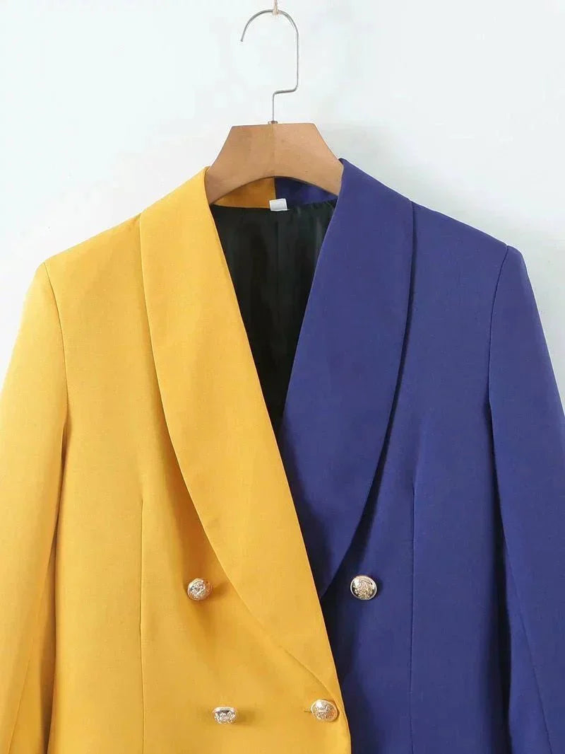 The Francesca Color Splice Long Sleeve Blazer - Luxe Atire