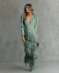 Alessia | Abito midi elegante con maniche a frange