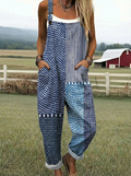 Paige | Blue Patchwork Jumpsuit