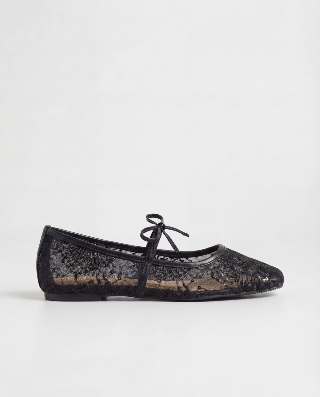 Lace Ballerina Flat - Black