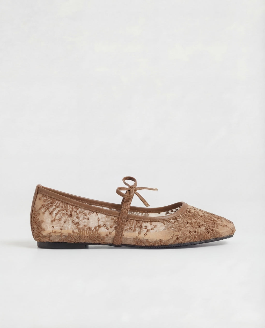 Lace Ballerina Flat - Brown