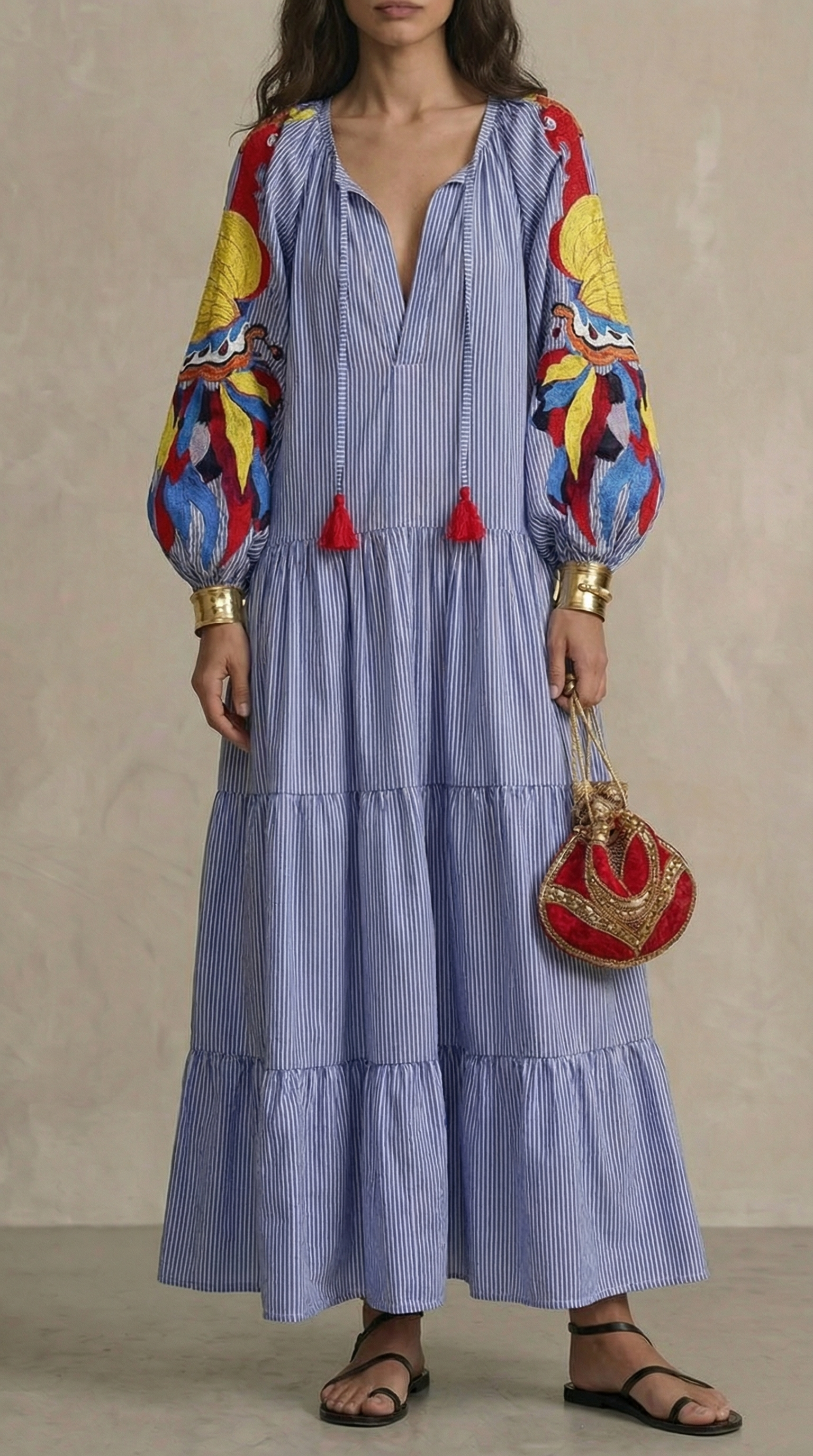 Casual loose long dress with long sleeves