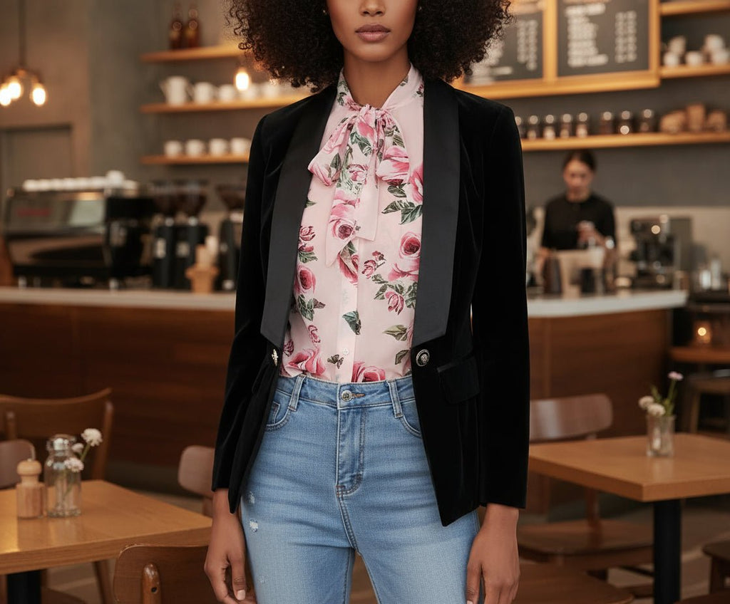 Camille Velvet Blazer - Slim Fit, Single Button - Luxe Atire