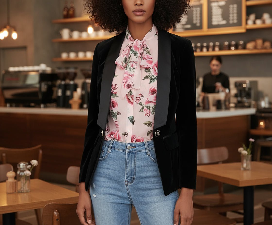 Camille Velvet Blazer - Slim Fit, Single Button - Luxe Atire