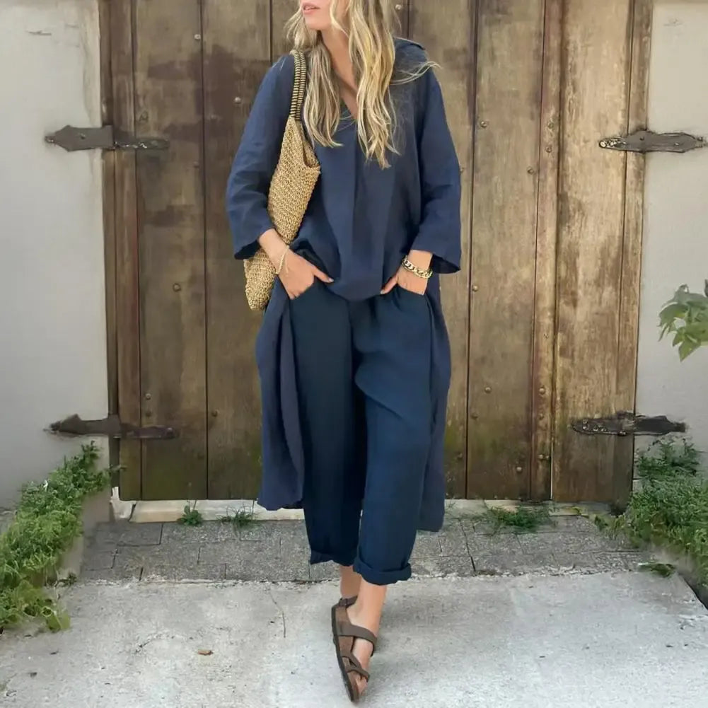 Lucía | Relaxed Long Vest and Wide-Leg Pants Two-Piece Set