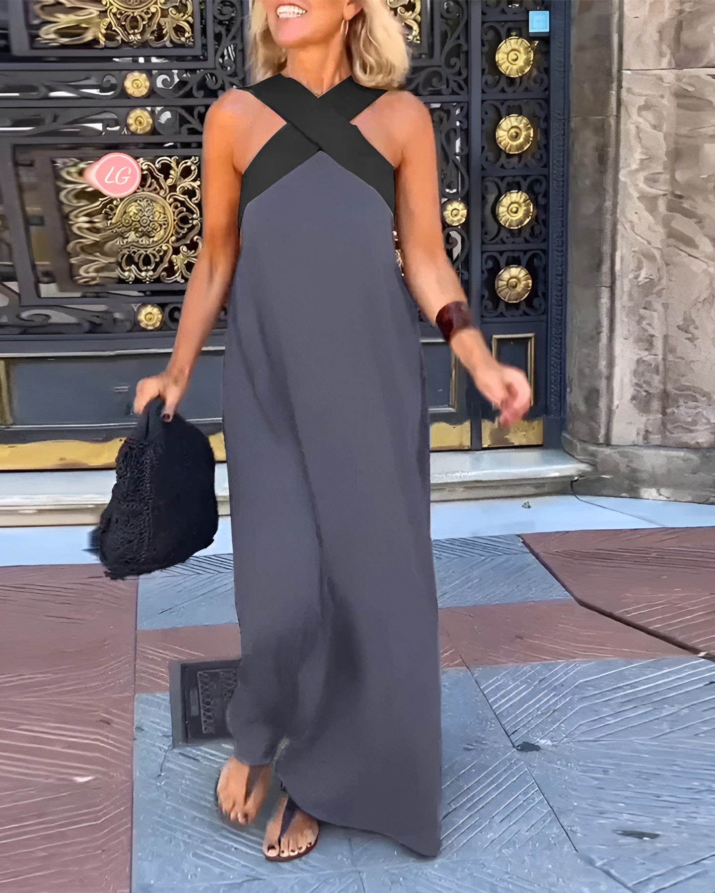 DELPHINE | DRESS WITH CROSSED CUT - Rossis Family Boutique Miami