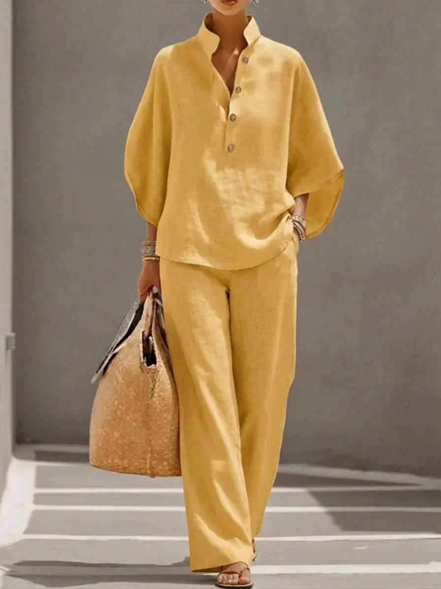 Maribel | Batwing Sleeve Top and Wide Leg Pants Set